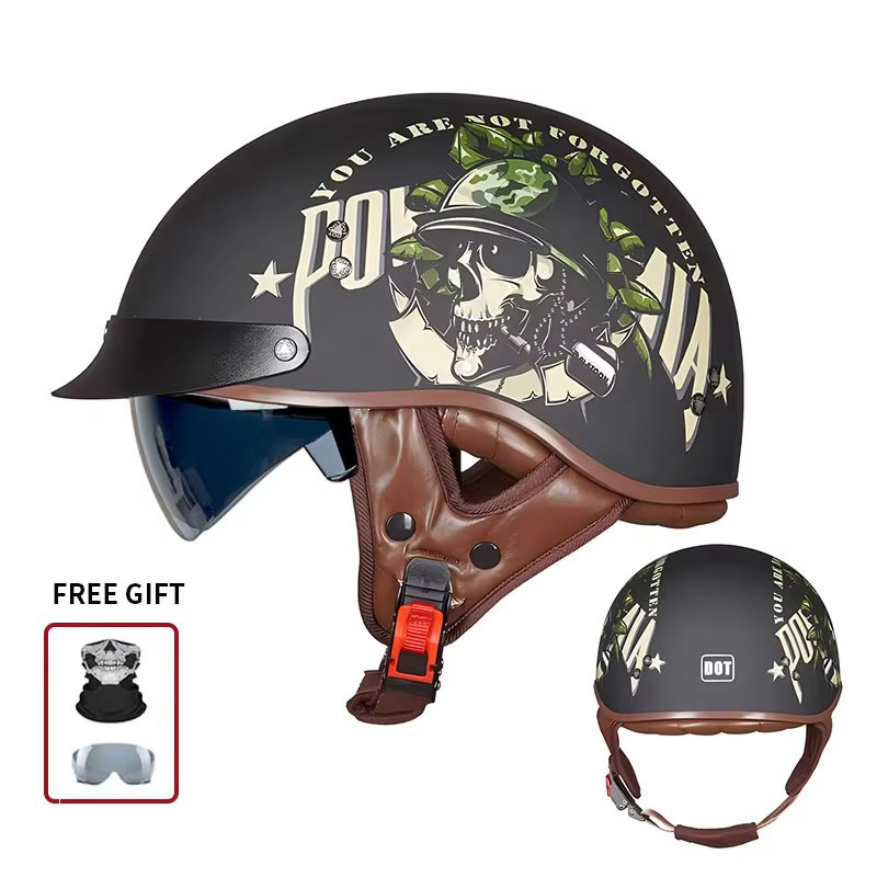 Vintage Half Open Face Motorcy - Vintage Open Face Retro Helmet ulasan dan harga