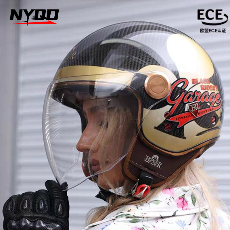 BEON BR20 Carbon Fiber Retro H - Vintage Open Face Retro Helmet ulasan dan harga