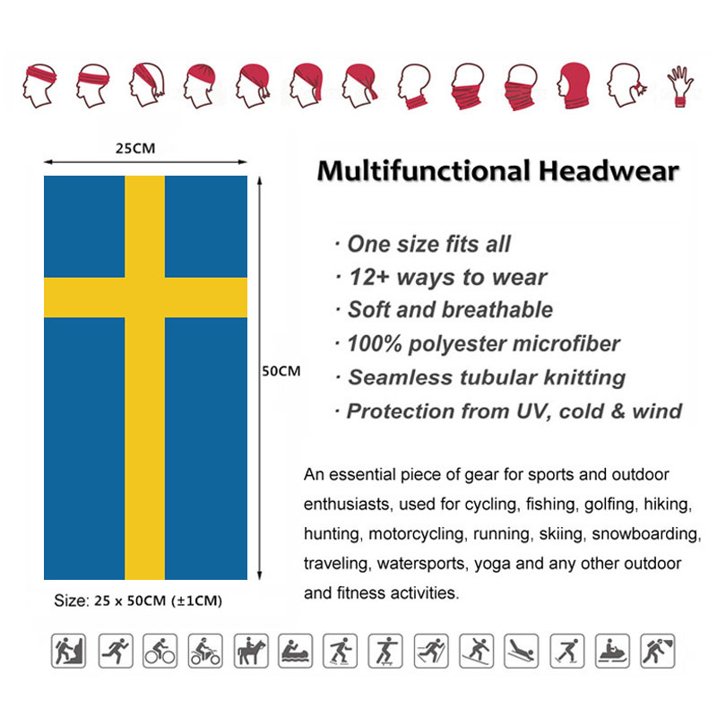 Sweden Flag Printed Bandana He - Riding Gear ulasan dan harga