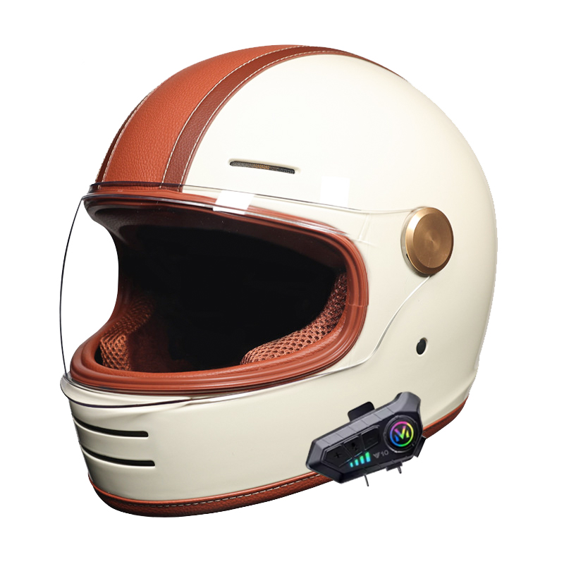 Full-Face Retro Helmet with Bl - Full Face Motorcycle Helmet With Bluetooth ulasan dan harga