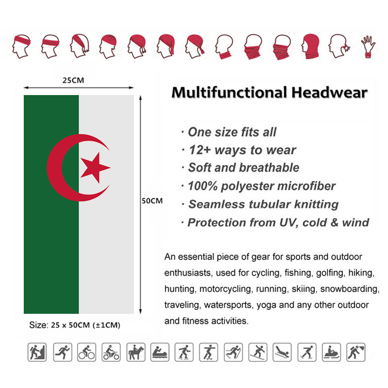 Algeria Flag Printed Bandana H - Riding Gear ulasan dan harga