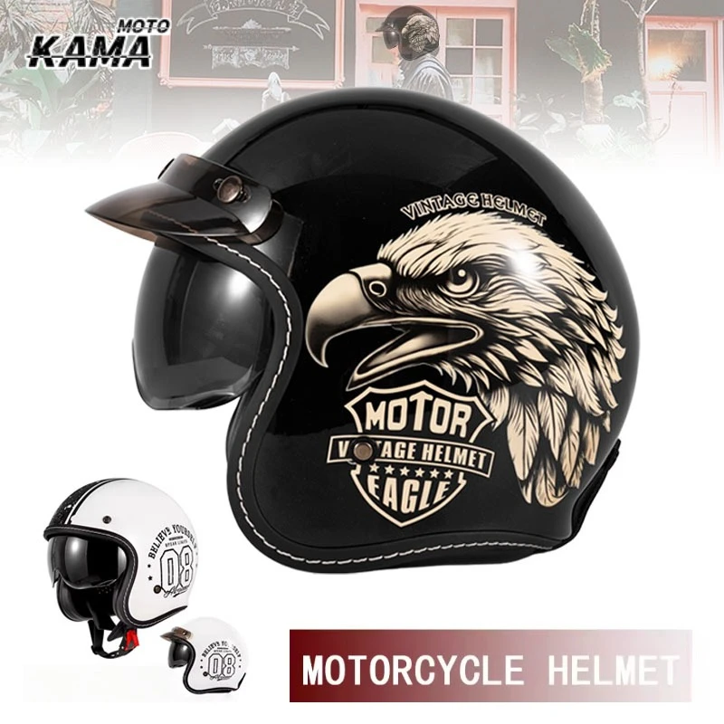 HOT Open Face Motorcycle Helme - Vintage Open Face Retro Helmet ulasan dan harga