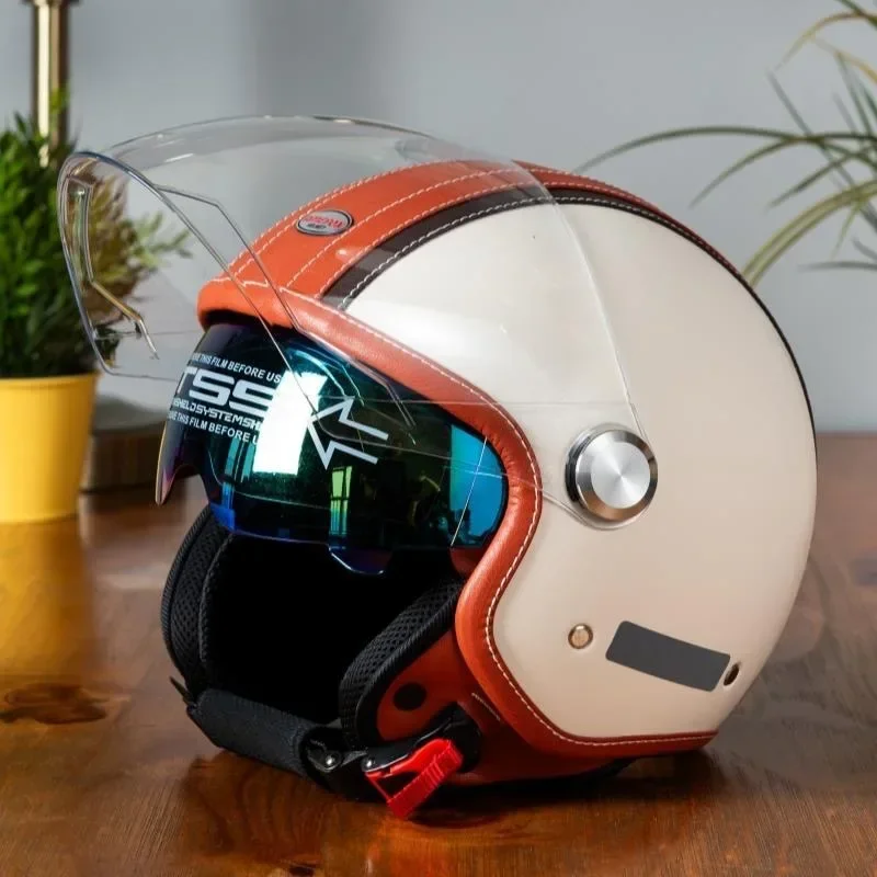 Vintage Leather Open Face Helm - Vintage Open Face Retro Helmet ulasan dan harga