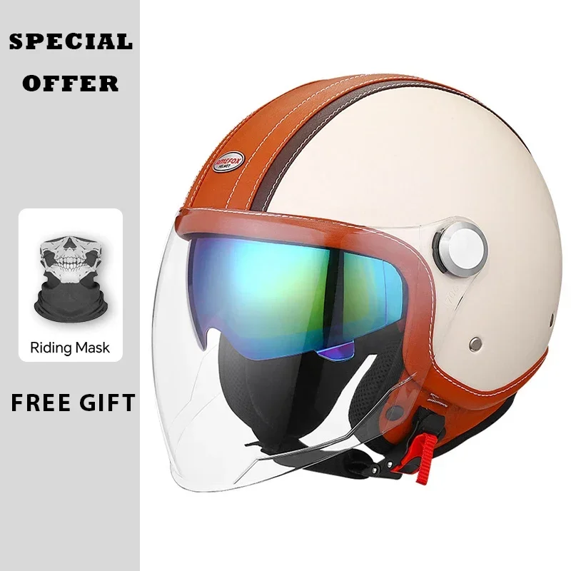 Vintage Leather Open Face Helm - Vintage Open Face Retro Helmet ulasan dan harga