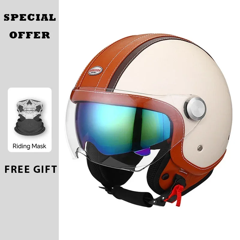 Vintage Leather Open Face Helm - Vintage Open Face Retro Helmet ulasan dan harga